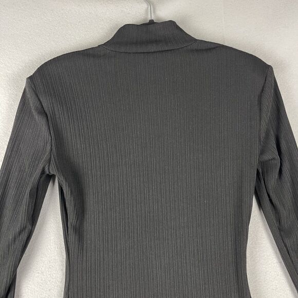 Vintage Walter Baker Ribbed Dress Womens Small Black Gold Button Mini Bodycon - Picture 11 of 15